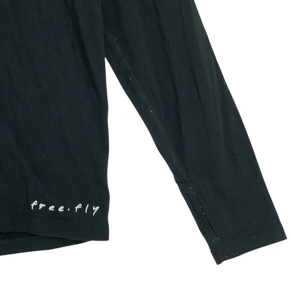 Free Fly Mens Size M Sweater Lightweight Bamboo 1/4 Zip Thumb Holes Black - Picture 5 of 16